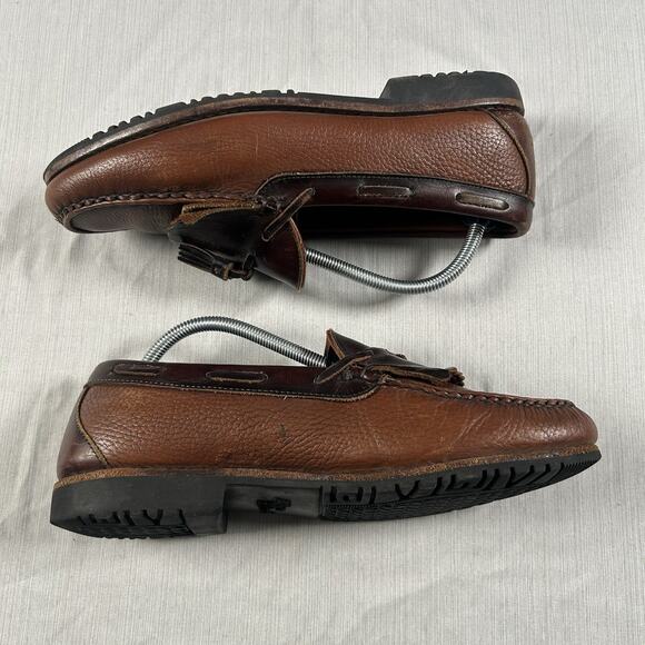 Allen Edmonds Leather Nashua Slip On Loafers Shoes 10 Allen Edmonds Nashua Mens 10 D Black Brown Two Tone Tassel  main image 3